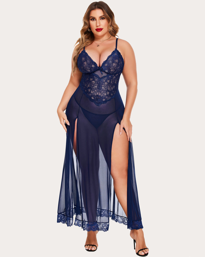 Mesh Maxi Side Slits Dress