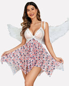 Plus Size Lingeries Lace Print Babydoll Outfits
