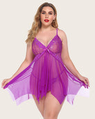 Plus Size Lingeries Lace Print Babydoll Outfits