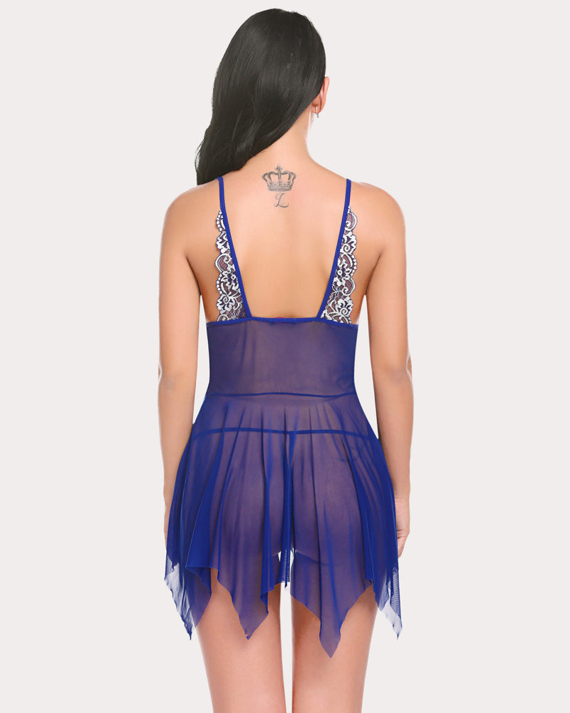 Lace Front Closure V Neck Babydoll