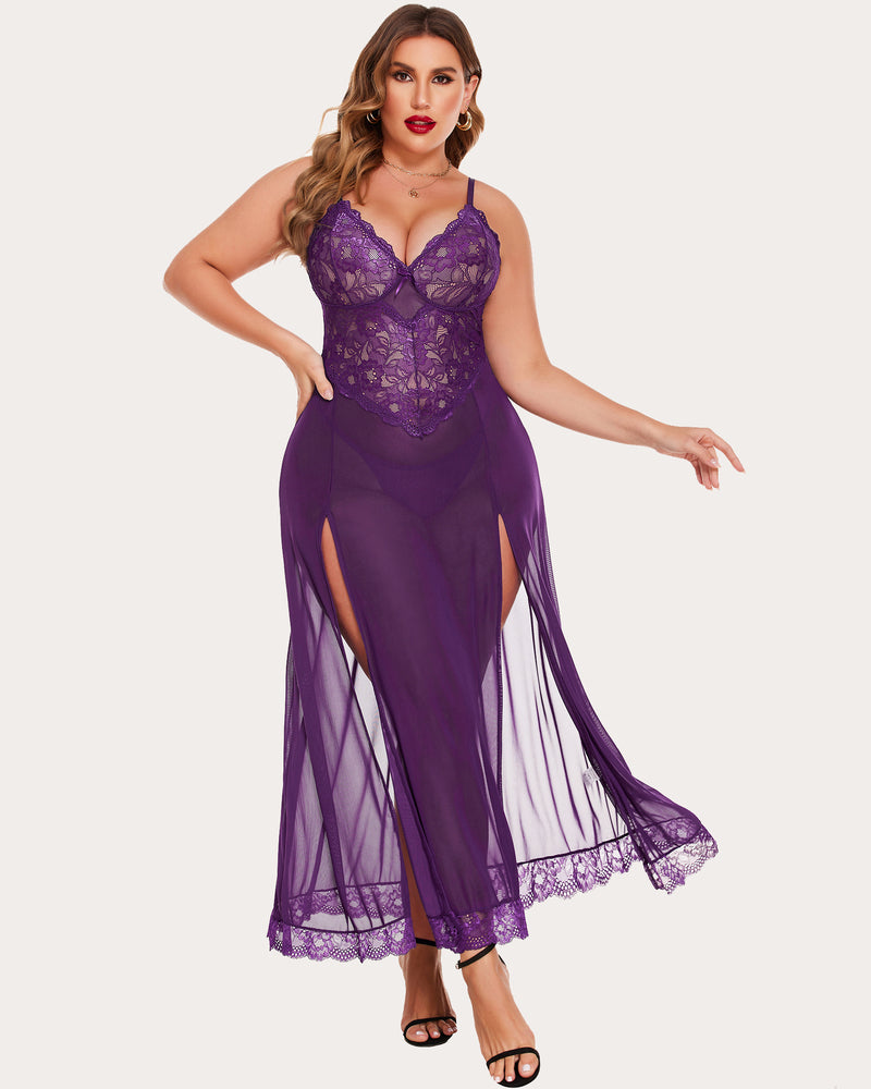 Mesh Maxi Side Slits Dress