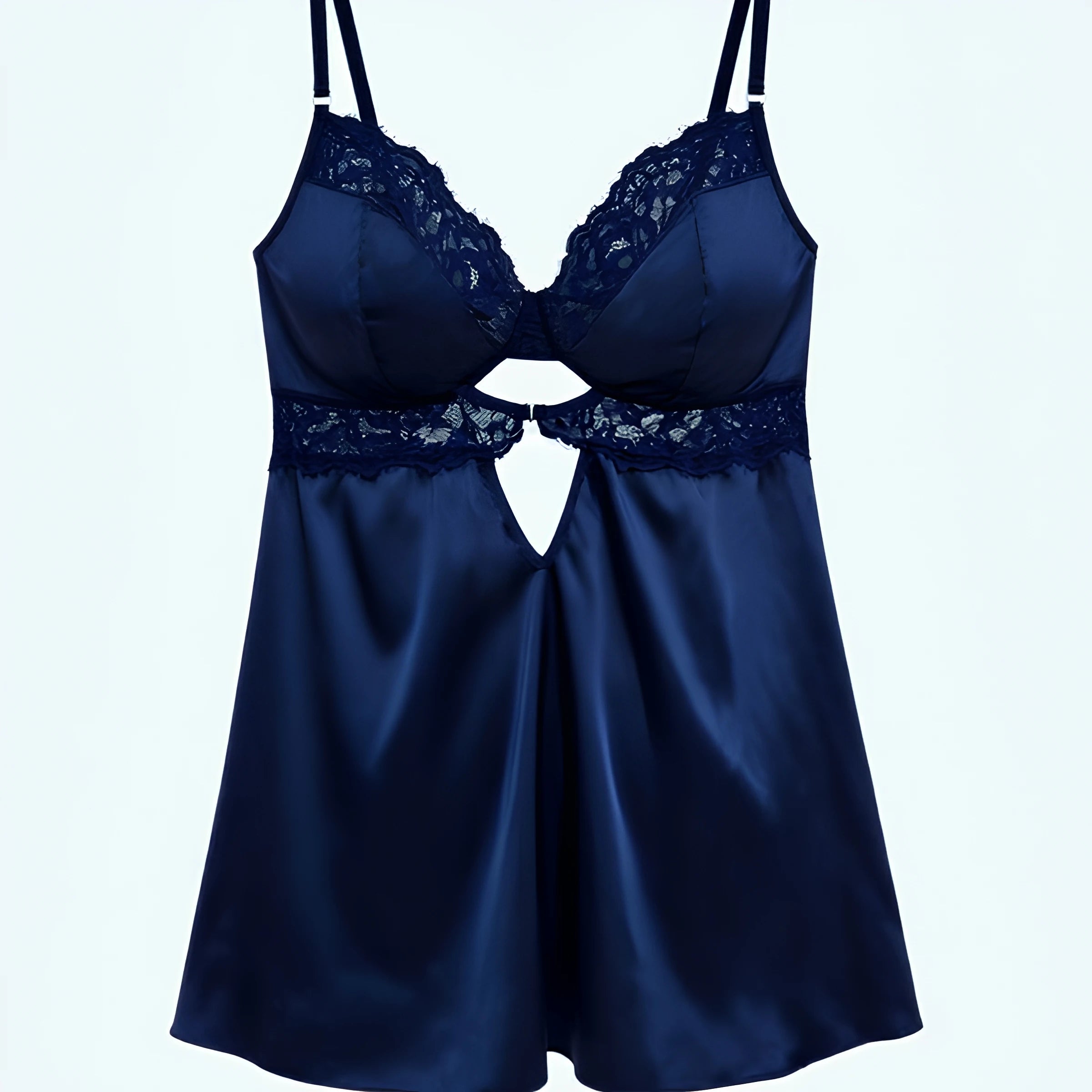 Romantic Sheer Lace & Satin Chemise - Sexy Plus Size Nightgown Sleepwear P0092