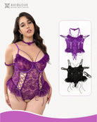 Plus Size Sheer Lace Bodysuits
