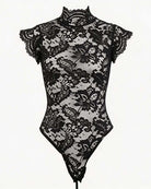 Floral Lace Bodysuit Lingerie with Crisscross Lace-Up Open Back